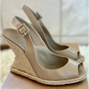 Christian Louboutin Tan Leather You Love Espadrille Slingback Sandals Size 37